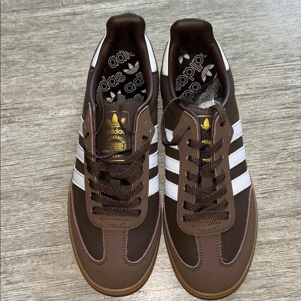Adidas Men's Chocolate Brown and White Samba Sneakers